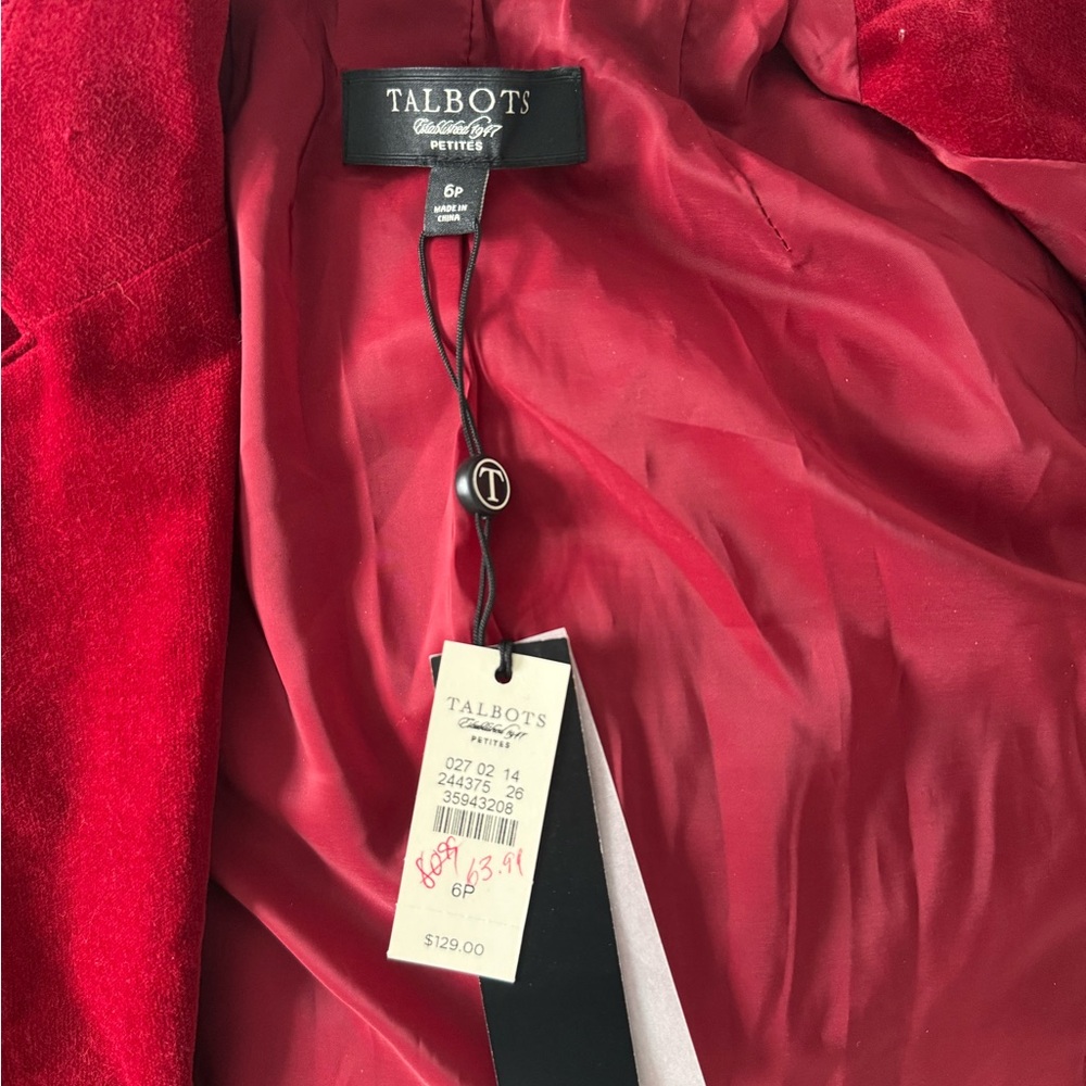 BWT Talbots Petites Red Velvet Blazer - Picture 2 of 3
